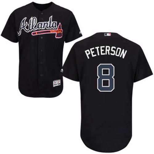 Braves #8 Jace Peterson Navy Blue Flexbase Authentic Collection Stitched MLB Jersey